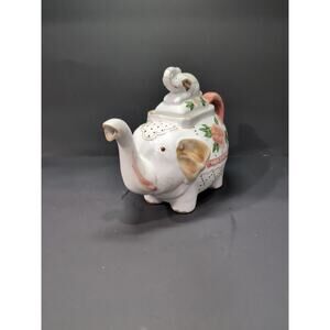Elephant Themed Ceramic‎ Teapot, Floral Design, Baby Elephant Lid, Teapot Gift